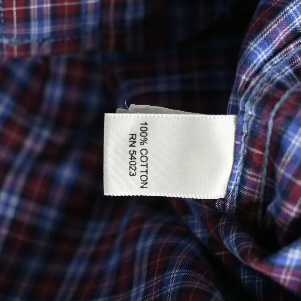 Banana Republic Mens Soft Wash Plaid Button Down Shirt Large Maroon Blue